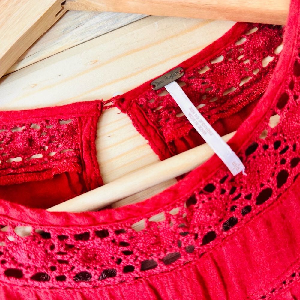 Free People Perfect Victorian rust mini Dress embroireded mini Dress - Picture 6 of 6